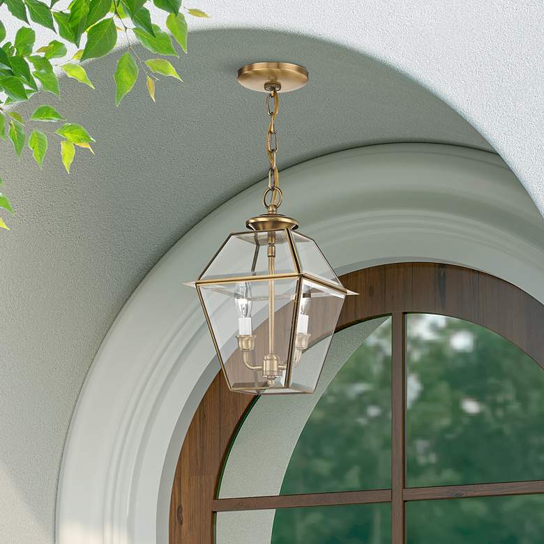 Image 4 Westover 14"H Antique Brass 2-Light Outdoor Hanging Light more views