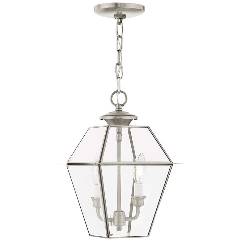 Image 1 Westover 14"H Brushed Nickel 2-Light Outdoor Hanging Light