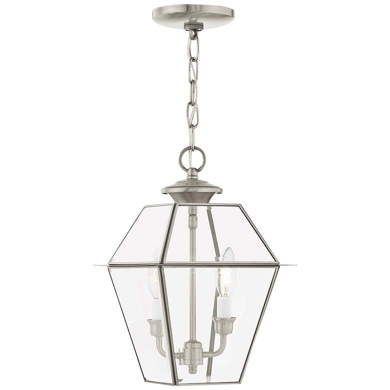 Image 1 Westover 14 inchH Brushed Nickel 2-Light Outdoor Hanging Light