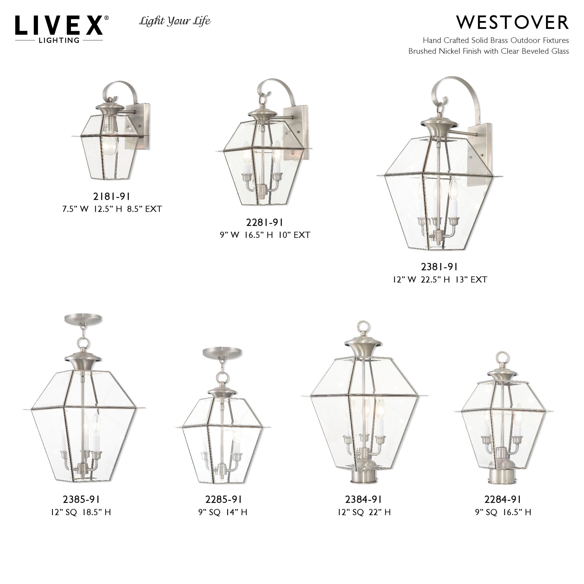 Westover 14"H Brushed Nickel 2-Light Outdoor Hanging Light