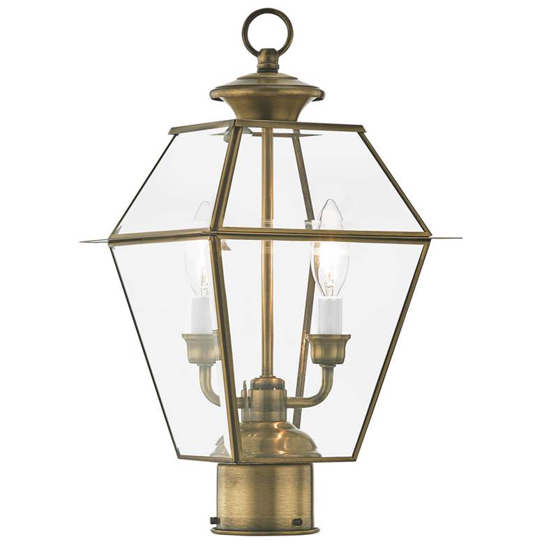Image 1 Westover 16.5-in H Antique Brass Post Light