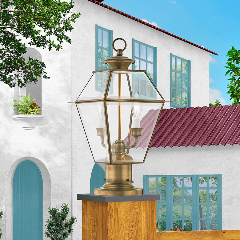 Image 3 Westover 16 1/2" High Antique Brass Outdoor Post Light more views