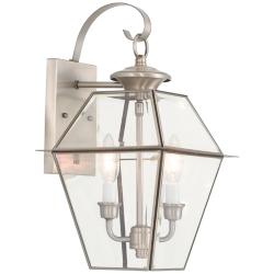 Westover 16 1/2&quot; High Brushed Nickel Outdoor Wall Light
