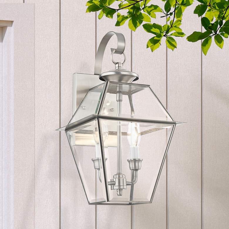 Image 1 Westover 16 1/2" High Brushed Nickel Outdoor Wall Light
