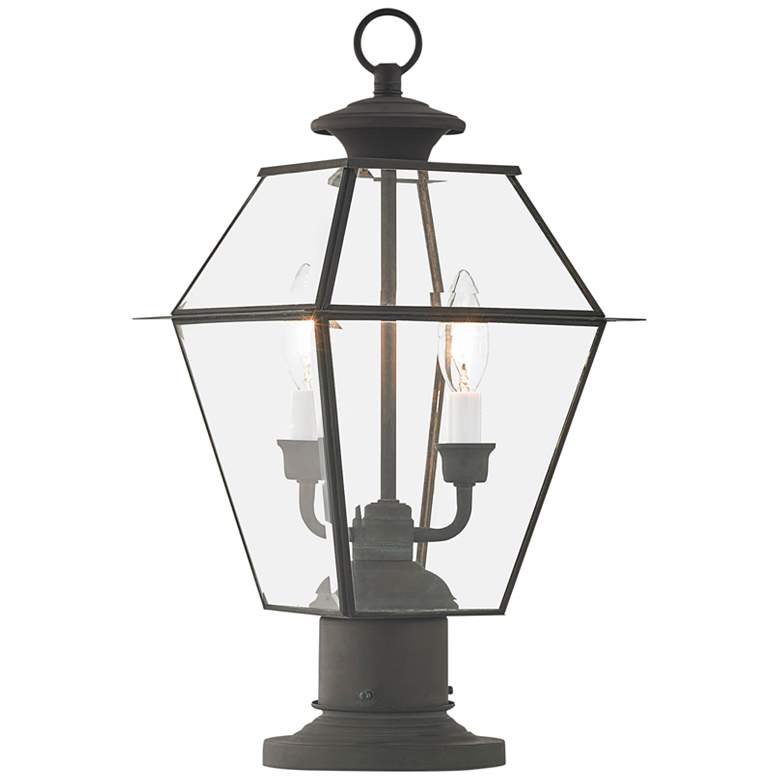 Image 1 Westover 16 1/2 inch High Charcoal 2-Light Outdoor Lantern Post Light