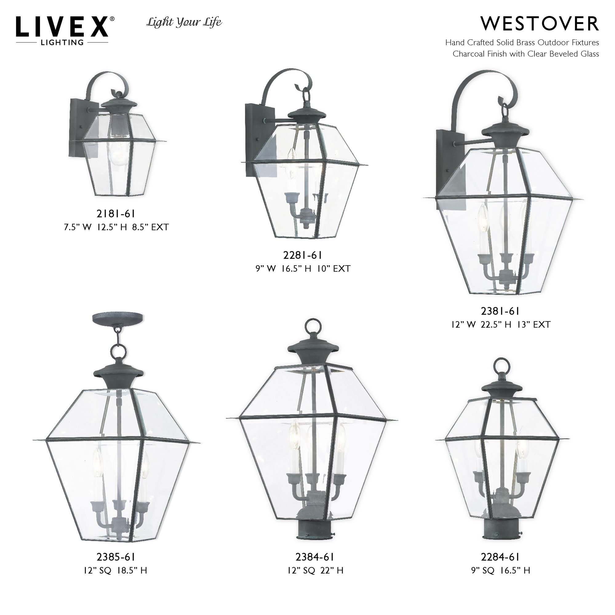 Westover 16 1/2" High Charcoal 2-Light Outdoor Lantern Post Light