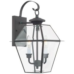 Westover 16 1/2&quot; High Charcoal 2-Light Outdoor Lantern Wall Light
