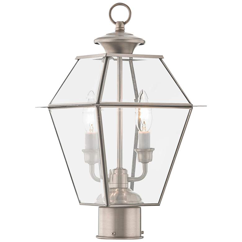 Image 1 Westover 16 1/2 inchH Brushed Nickel 2-Light Outdoor Post Light