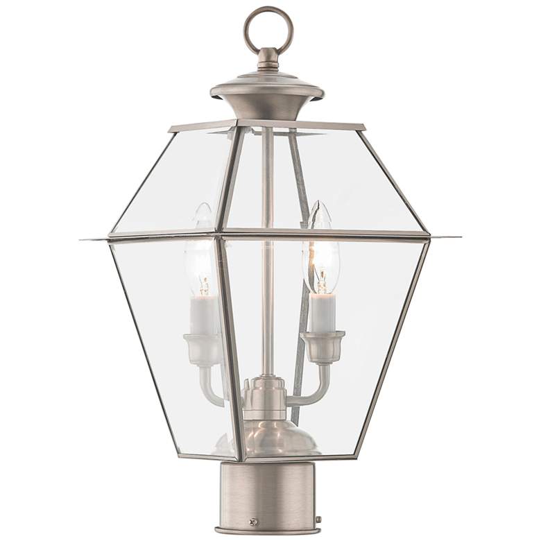 Image 1 Westover 16 1/2"H Brushed Nickel 2-Light Outdoor Post Light