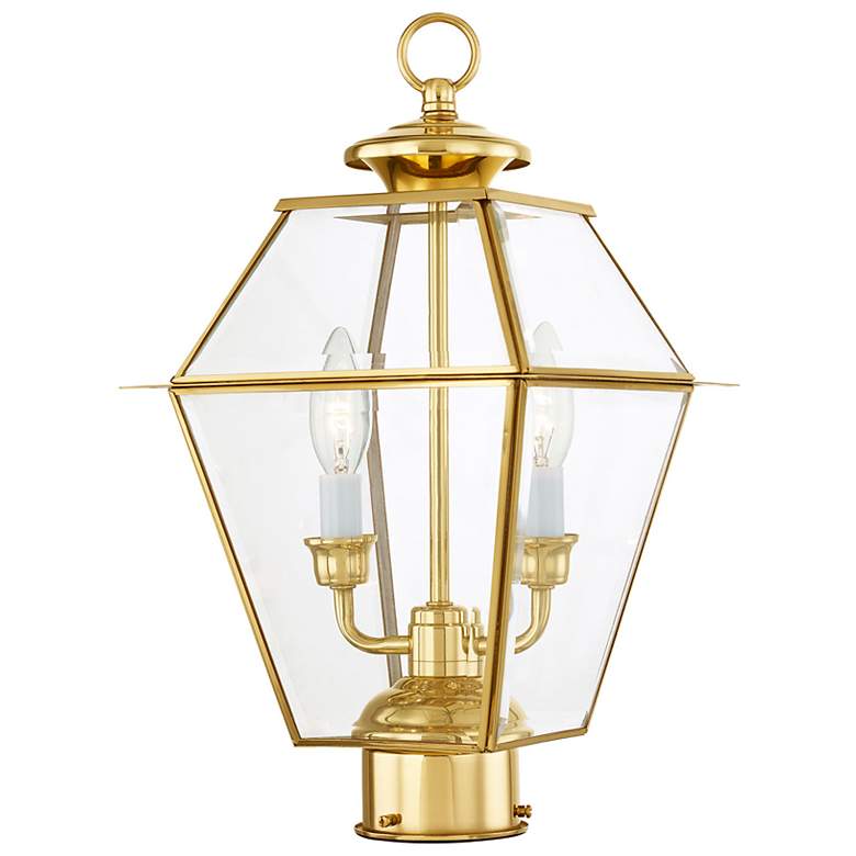 Image 2 Westover 16 1/2"H Polished Brass 2-Light Outdoor Post Light