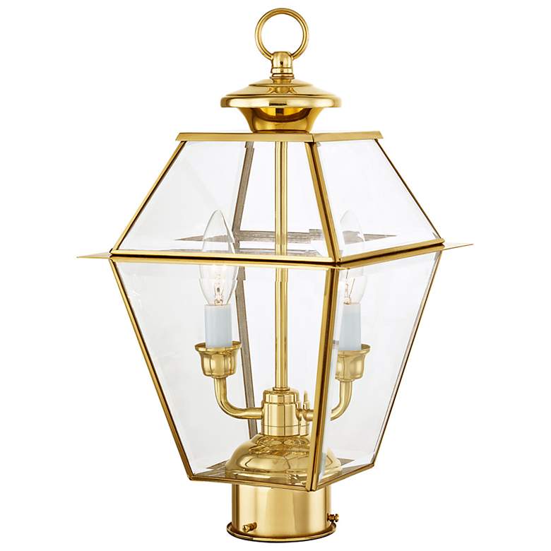 Image 4 Westover 16 1/2"H Polished Brass 2-Light Outdoor Post Light more views