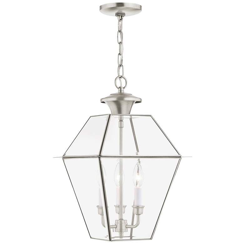 Image 1 Westover 18 1/2 inch High Brushed Nickel Outdoor Hanging Light