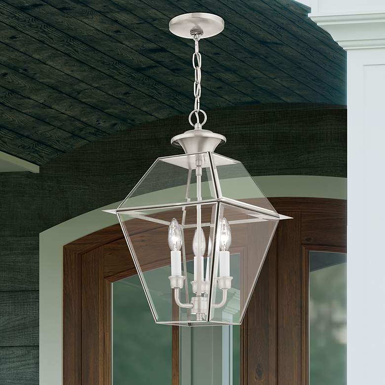 Image 1 Westover 18 1/2" High Brushed Nickel Outdoor Hanging Light