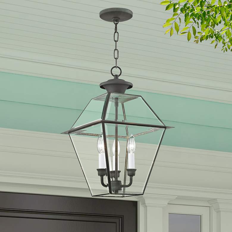 Image 1 Westover 18 1/2" High Charcoal 3-Light Outdoor Hanging Light