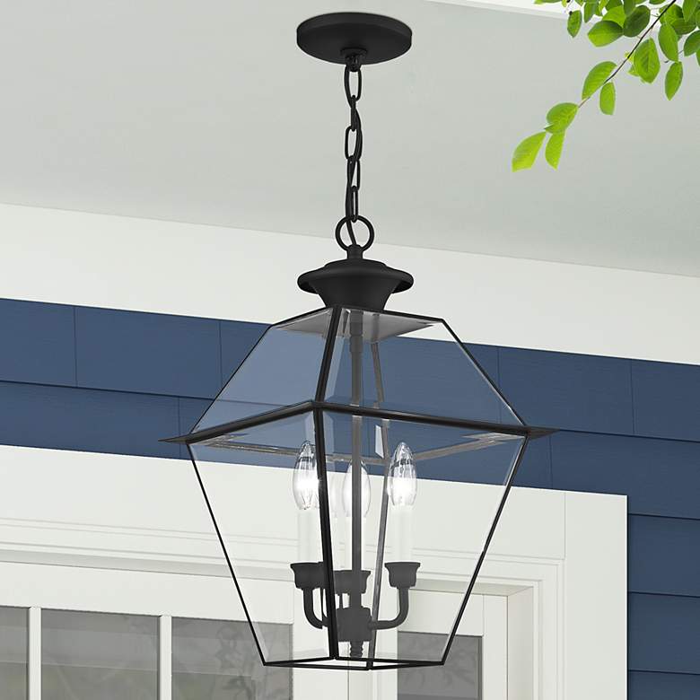 Image 2 Westover 19 inch High Black 3-Light Outdoor Hanging Light