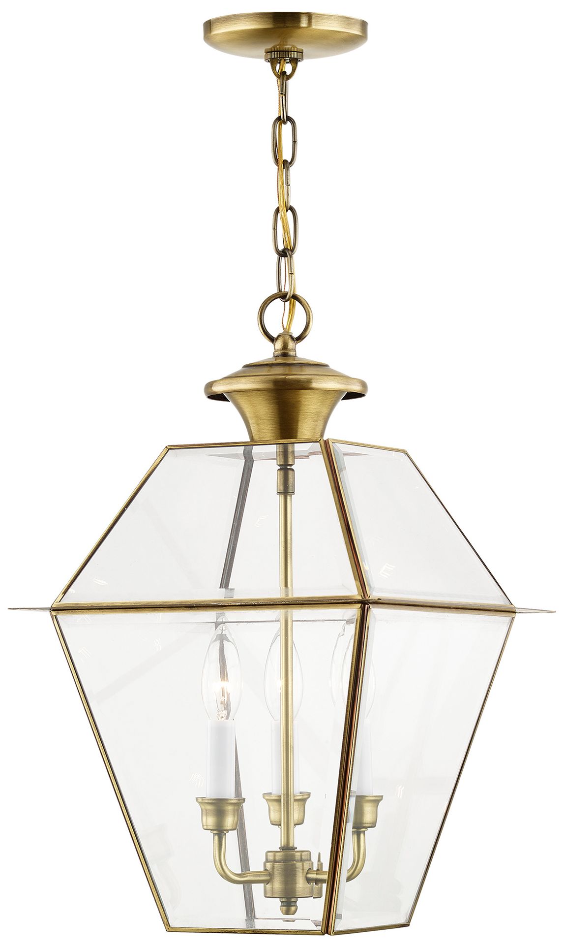Westover 19"H Antique Brass 3-Light Outdoor Hanging Light
