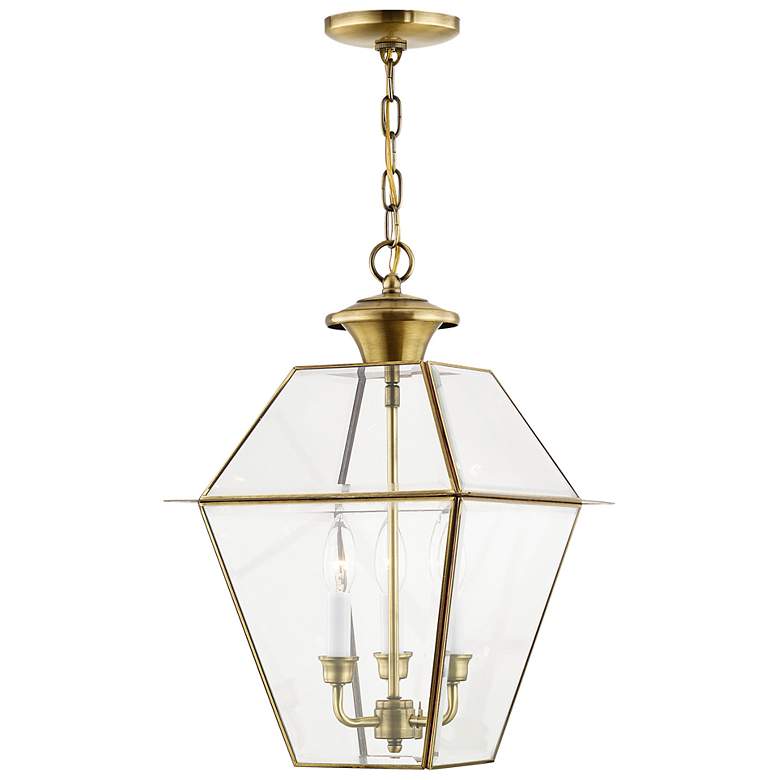 Image 2 Westover 19"H Antique Brass 3-Light Outdoor Hanging Light