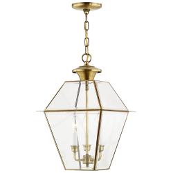 Westover 19"H Antique Brass 3-Light Outdoor Hanging Light