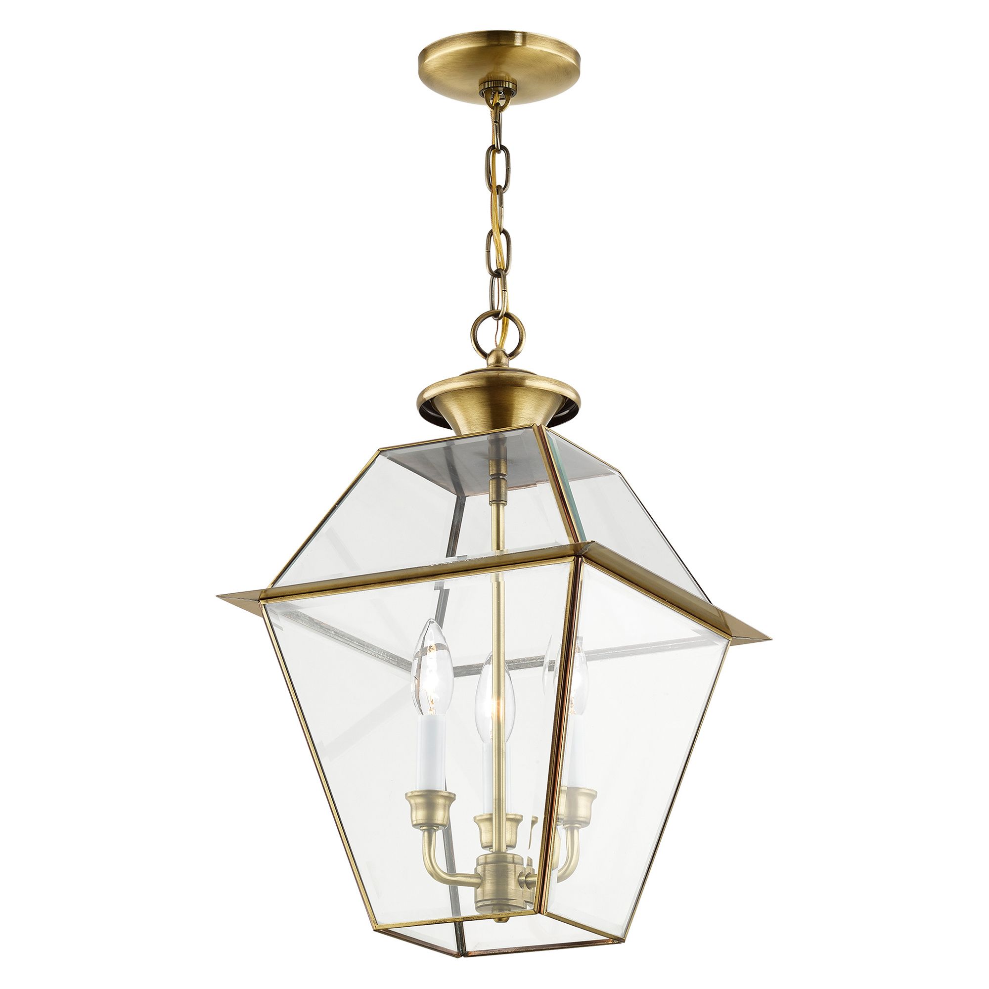 Thumbnail4 of Westover 19"H Antique Brass 3-Light Outdoor Hanging Light more views