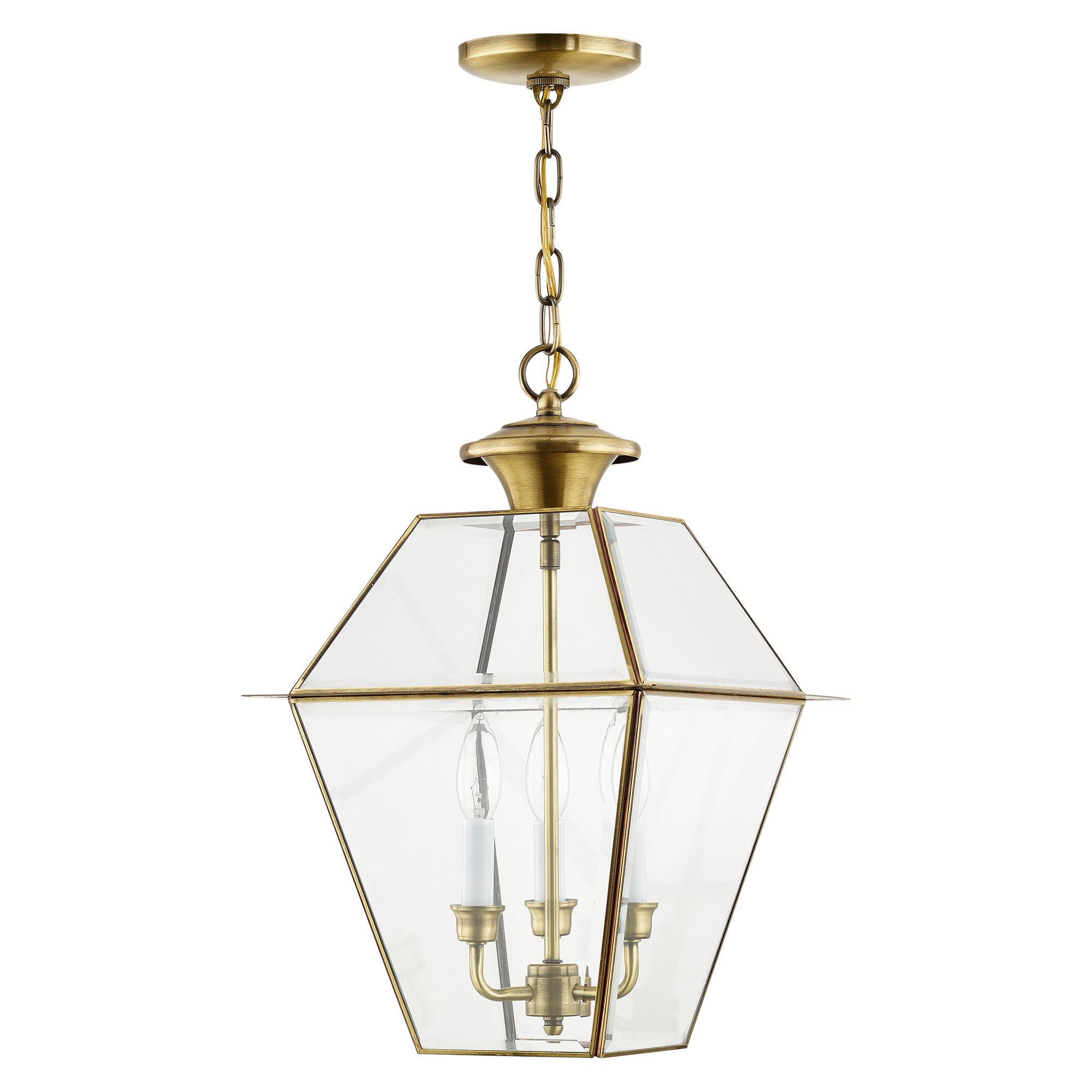 Westover 19"H Antique Brass 3-Light Outdoor Hanging Light