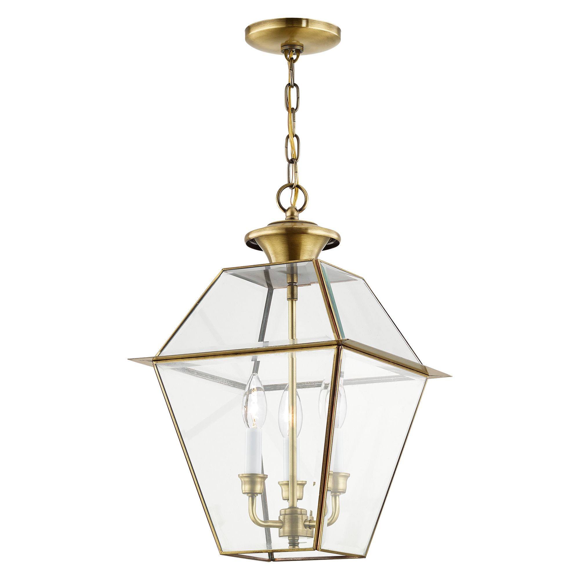 Westover 19"H Antique Brass 3-Light Outdoor Hanging Light