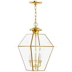 Westover 19"H Polished Brass 3-Light Outdoor Hanging Light