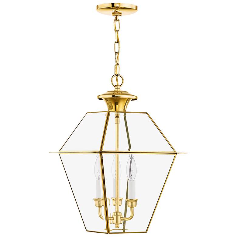 Image 4 Westover 19"H Polished Brass 3-Light Outdoor Hanging Light more views