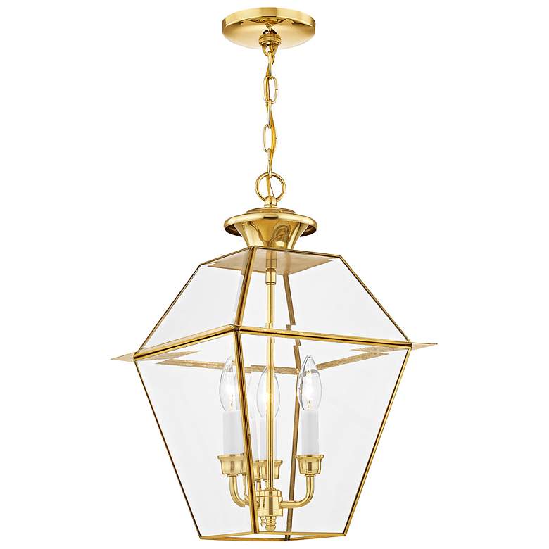 Image 7 Westover 19"H Polished Brass 3-Light Outdoor Hanging Light more views