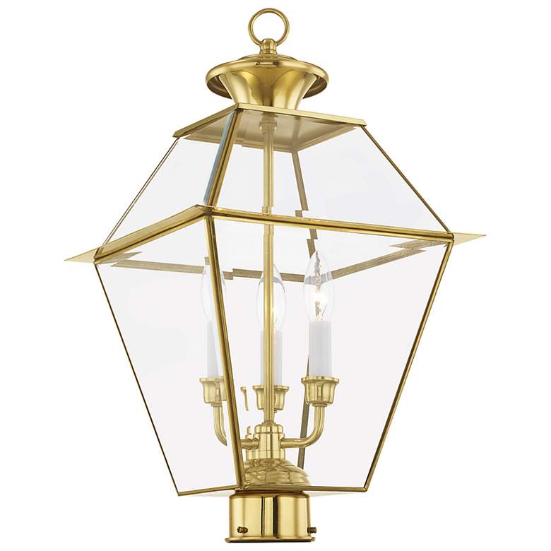 Image 4 Westover 21 1/2" High Polished Brass Outdoor Post Light more views