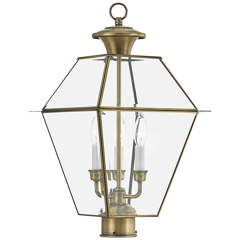 Image 2 Westover 21 1/2"H Antique Brass 3-Light Outdoor Post Light