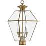 2_Westover 21 1/2"H Antique Brass 3-Light Outdoor Post Light