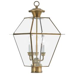 Westover 21 1/2"H Antique Brass 3-Light Outdoor Post Light