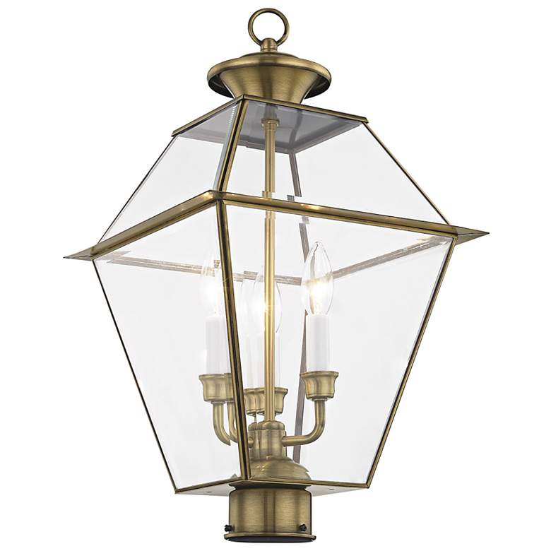 Image 4 Westover 21 1/2"H Antique Brass 3-Light Outdoor Post Light more views