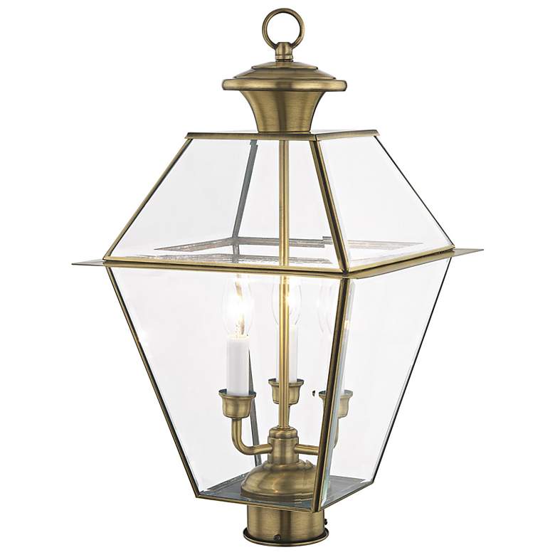 Image 5 Westover 21 1/2"H Antique Brass 3-Light Outdoor Post Light more views