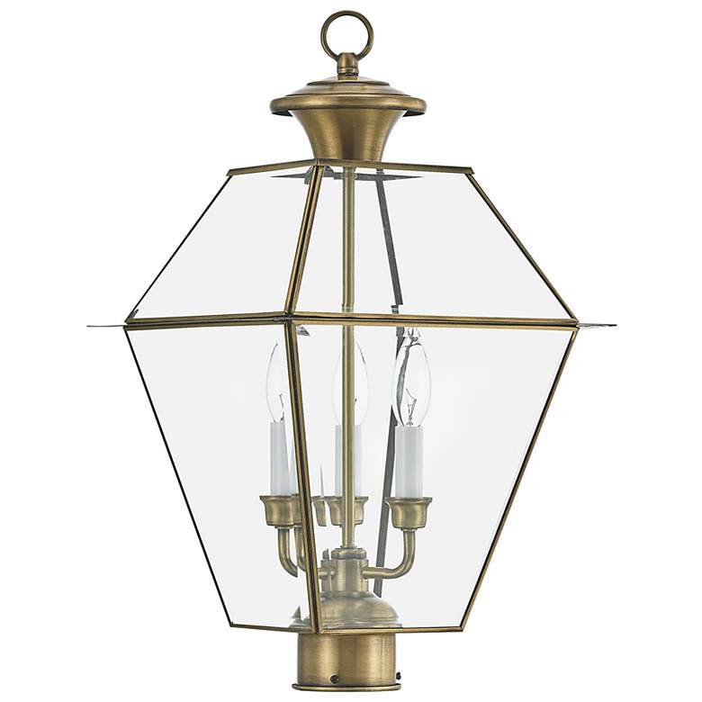 Image 6 Westover 21 1/2"H Antique Brass 3-Light Outdoor Post Light more views