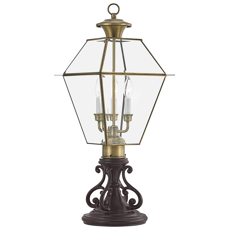 Image 7 Westover 21 1/2"H Antique Brass 3-Light Outdoor Post Light more views