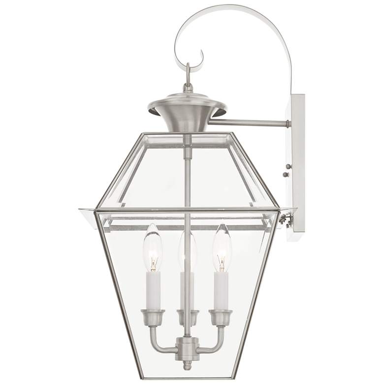Image 3 Westover 22 1/2 inchH Brushed Nickel 3-Light Outdoor Wall Light more views