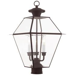 Westover 22&quot; High Bronze Finish Clear Glass Outdoor Lantern Post Light