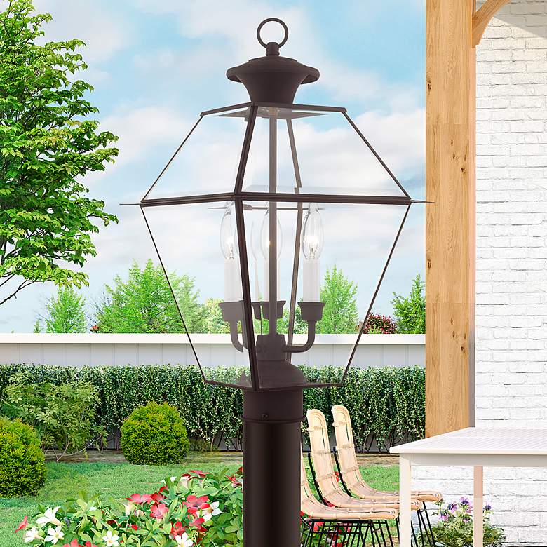 Image 2 Westover 22" High Bronze Finish Clear Glass Outdoor Lantern Post Light