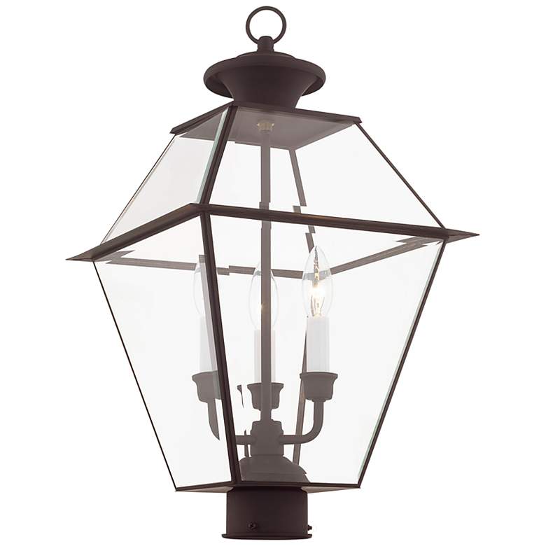 Image 4 Westover 22 inch High Bronze Finish Clear Glass Outdoor Lantern Post Light more views