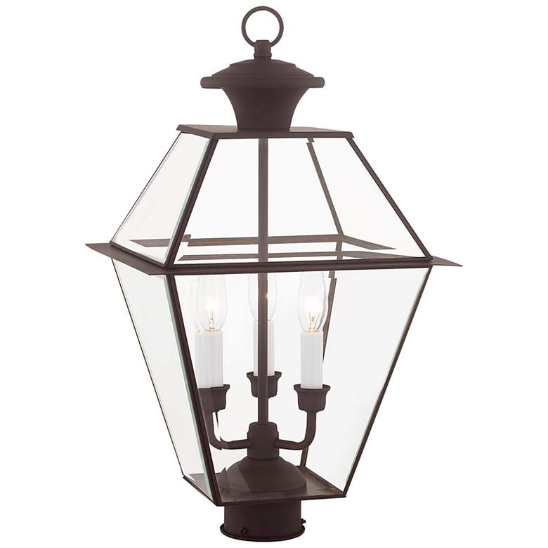 Image 5 Westover 22 inch High Bronze Finish Clear Glass Outdoor Lantern Post Light more views