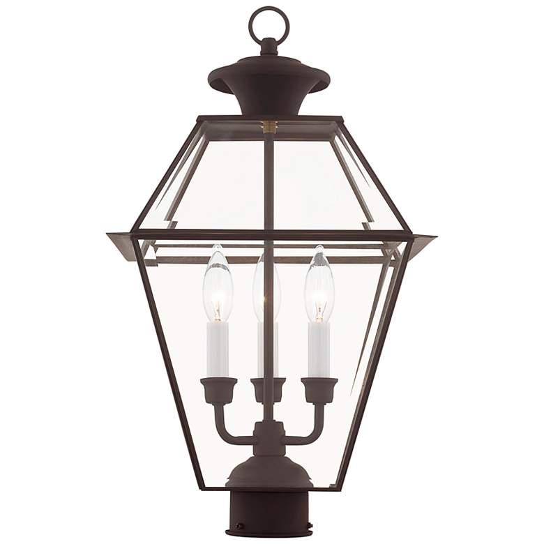 Image 6 Westover 22 inch High Bronze Finish Clear Glass Outdoor Lantern Post Light more views