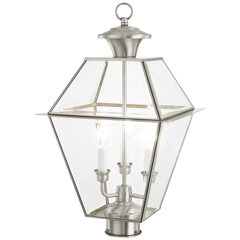 Image 3 Westover 22" High Brushed Nickel 3-Light Outdoor Post Light more views