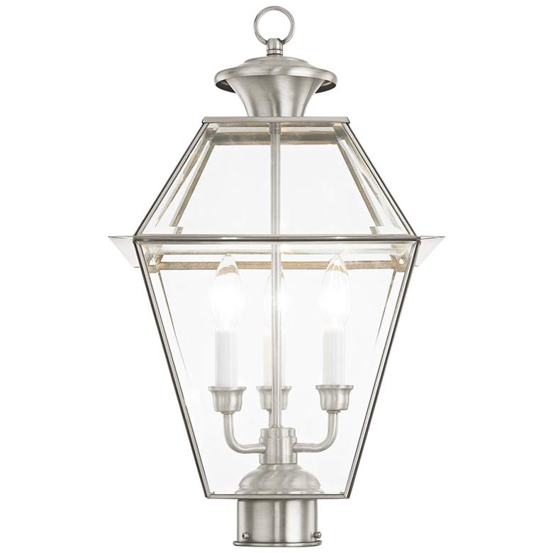 Image 4 Westover 22" High Brushed Nickel 3-Light Outdoor Post Light more views
