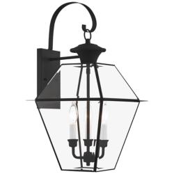 Westover 23 1/4&quot; High Black and Clear Glass Outdoor Lantern Wall Light