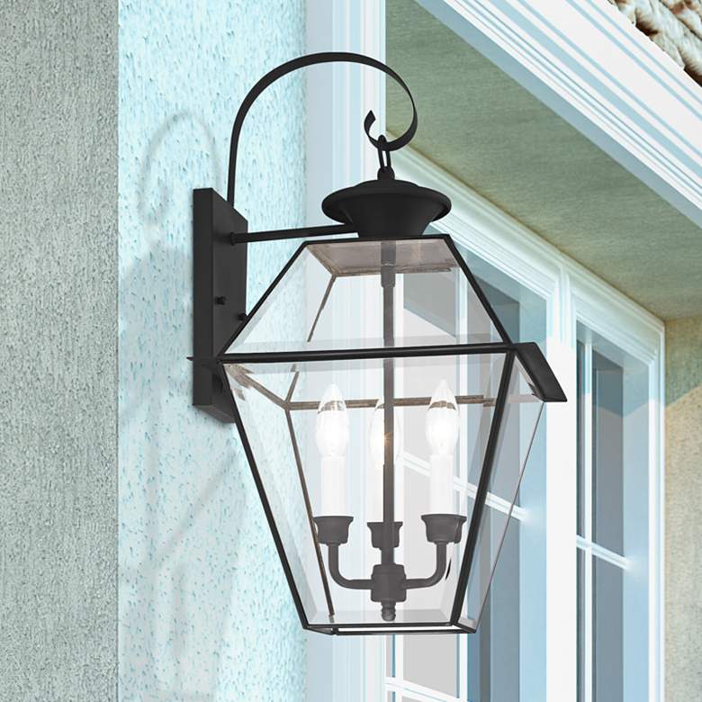 Image 1 Westover 23 1/4" High Black and Clear Glass Outdoor Lantern Wall Light
