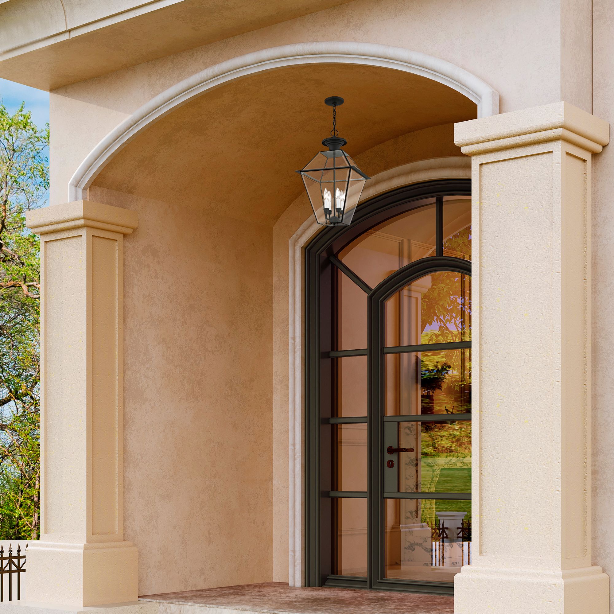 Westover 24 1/2" High Black 4-Light Outdoor Hanging Light in scene