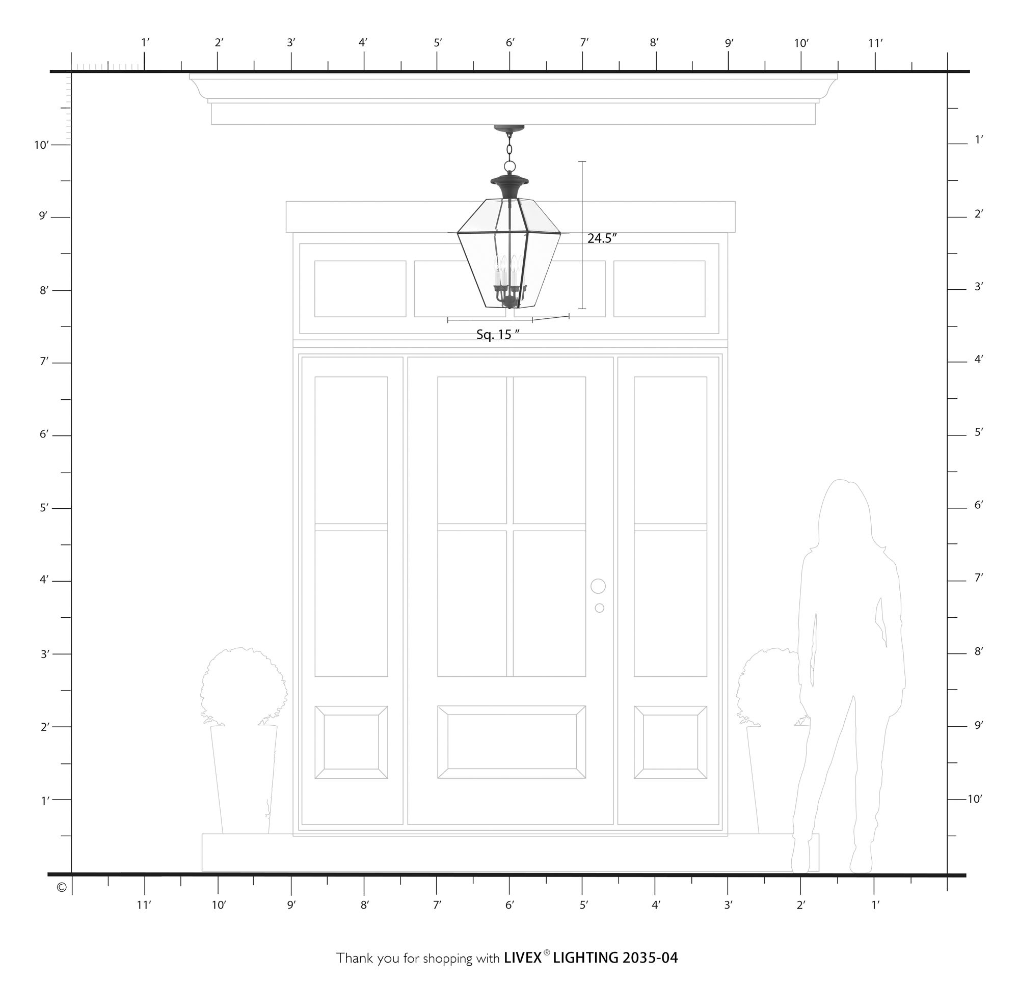 Westover 24 1/2" High Black 4-Light Outdoor Hanging Light in scene