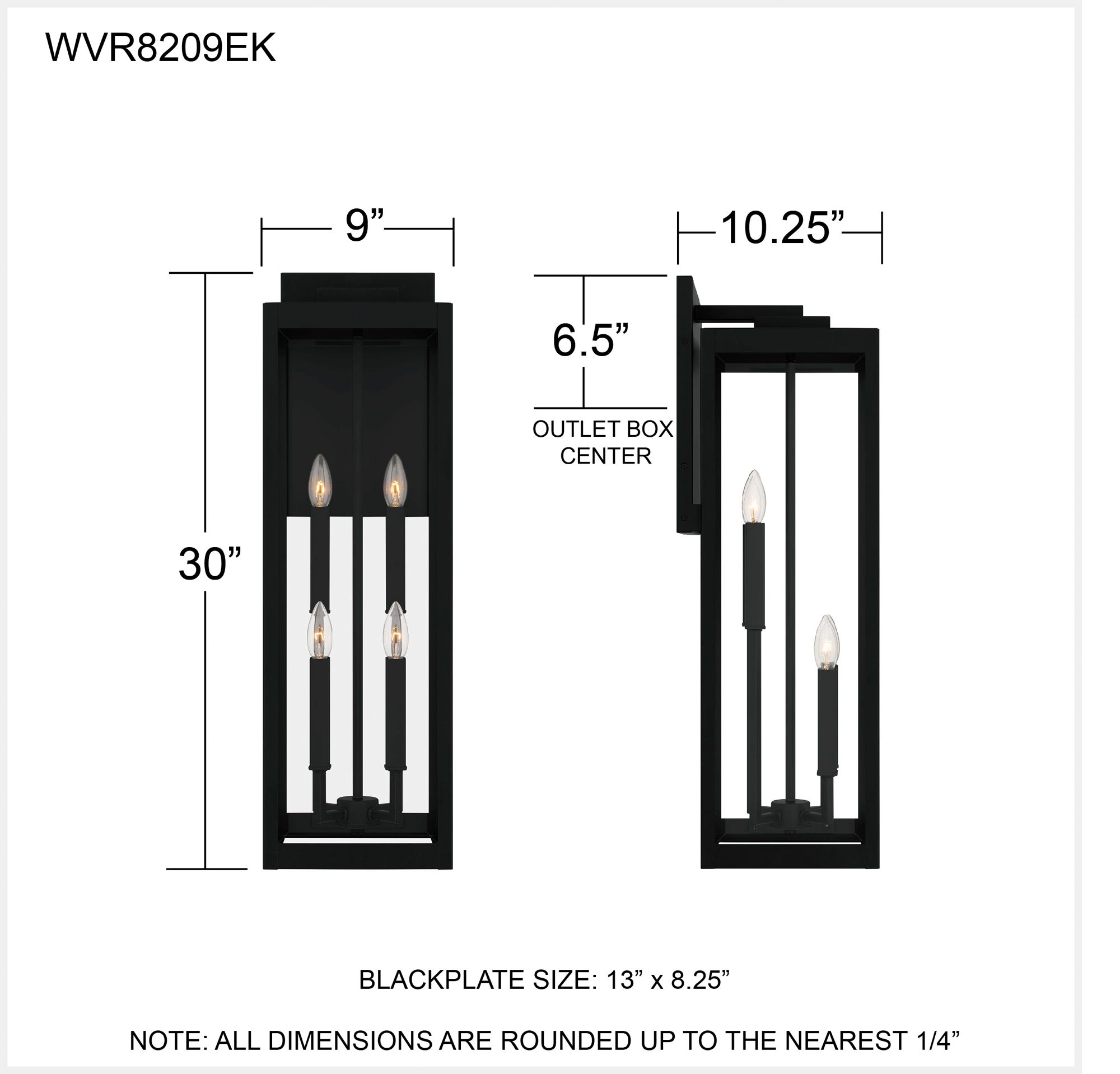 Westover 4-Light Earth Black Outdoor Wall Lantern in scene
