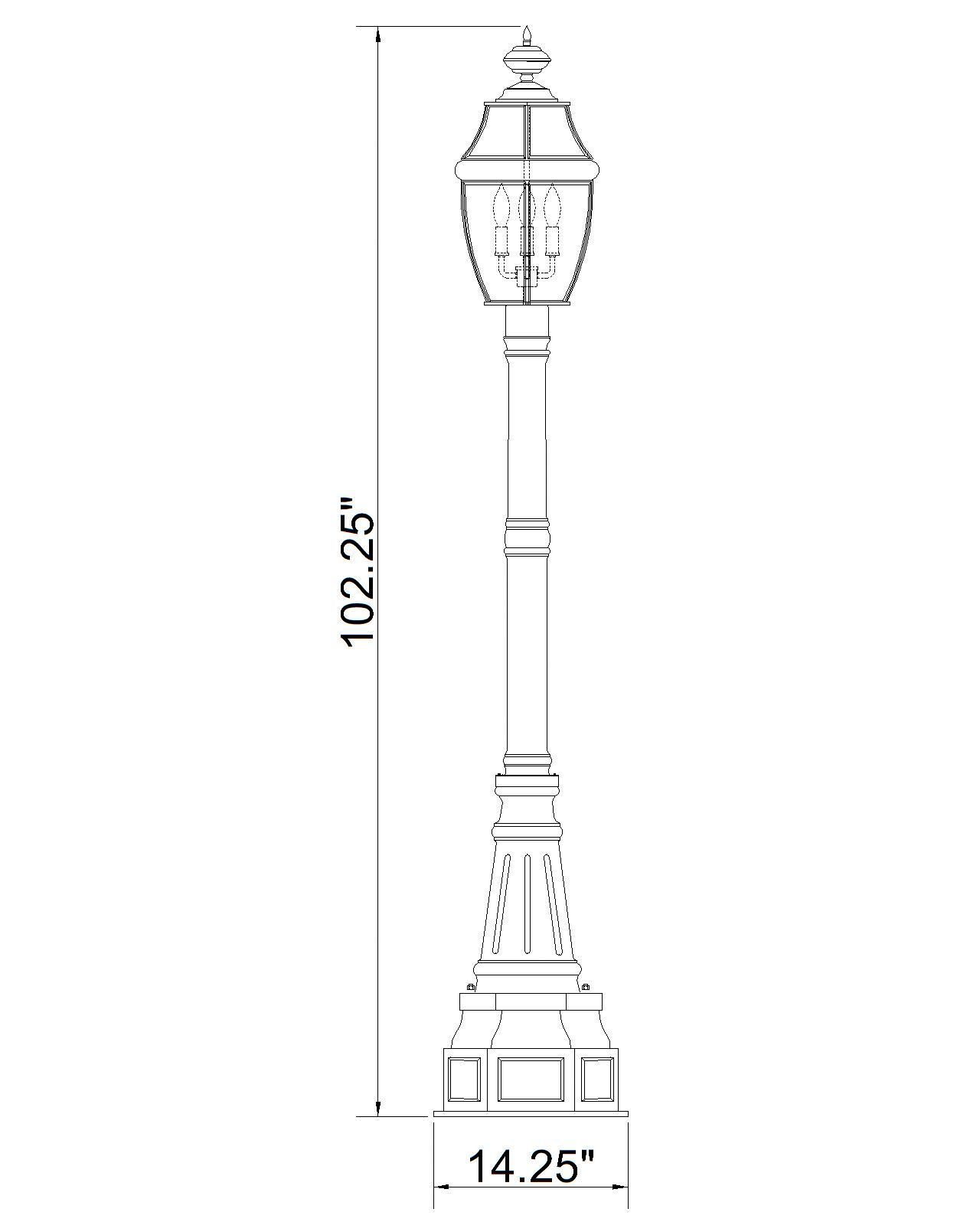 Image 5 Westover by Z-Lite Black 102.25 inch 3 Light Outdoor Post Mounted Fixture more views